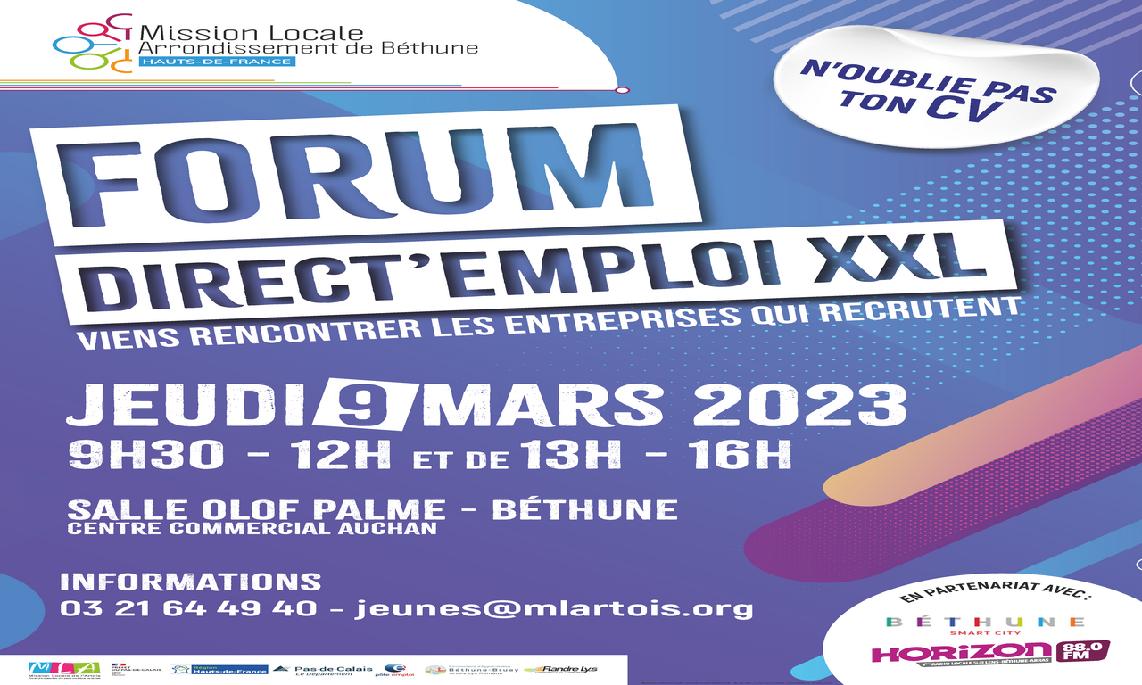Forum Direct'emploi XXL Mission Locale Arrondissement de Béthune